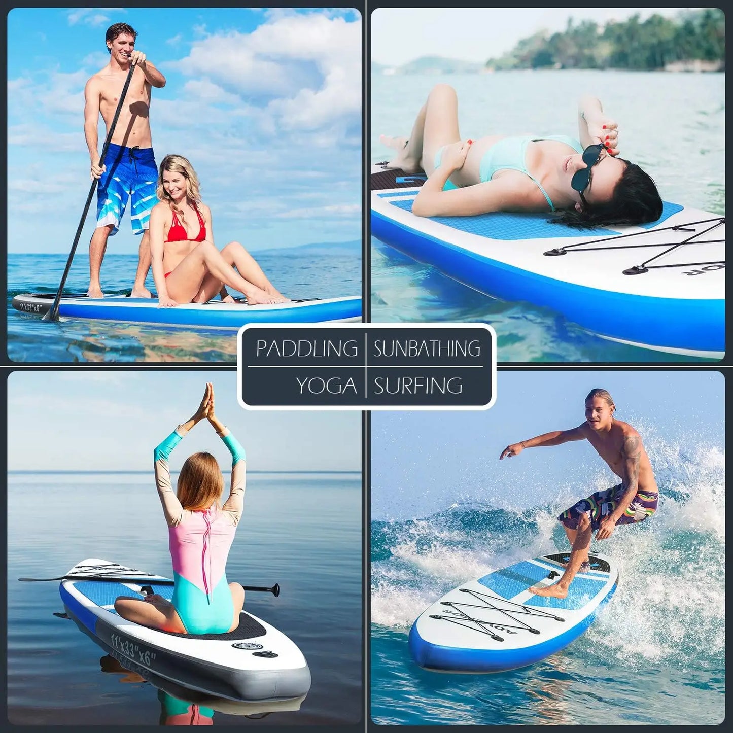 Paddle Board 11'x33 x6 Extra Wide Inflatable Stand Up Paddle Board with Hand Pump,Leash, Adjustable Paddle For Basic Ver