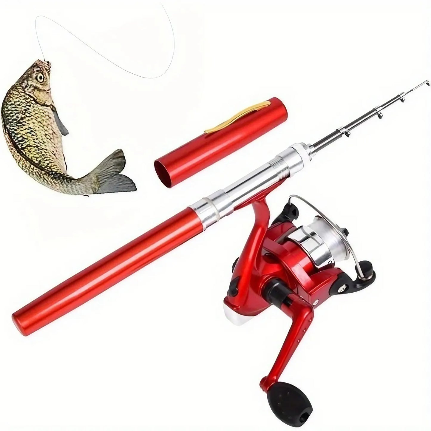 Pen-style Fishing Rod - Extended Length 100cm/39.37inch - Retracted Length 20cm/7.87inch Mini Pen-shaped Rod, Easy To Carry, Fis