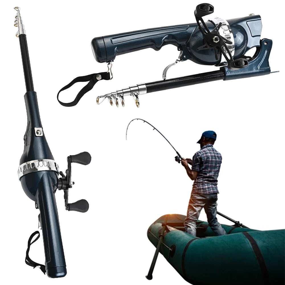 Portable Folding Fishing Rod Telescopic Fishing Pole with Reel Line Spinning Rod Carbon Fiber for Outdoor Fishing Gifts for Men