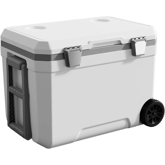 Ultra-Light Wheelded Cooler Insulated Portable Ice Chest 47.5 Quarts for Beach, Beverage, Camping, Beverage, Picnic, Fishing, Bo