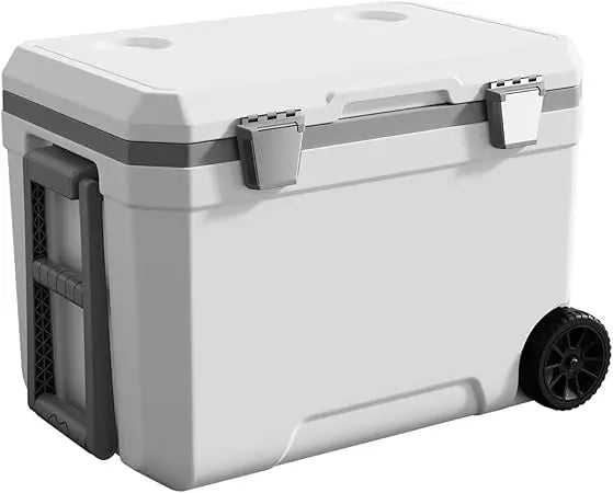 Ultra-Light Wheelded Cooler Insulated Portable Ice Chest 47.5 Quarts for Beach, Beverage, Camping, Beverage, Picnic, Fishing, Bo