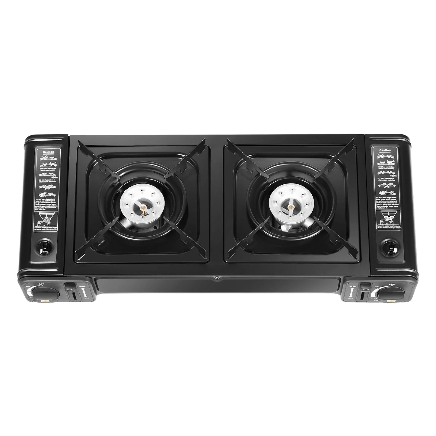2in1 2-Burner Portable Camping Stove, Butane Camping Stove Kit w/Baking Pan and Carrying Case, Auto Ignition Camping Burner LPG