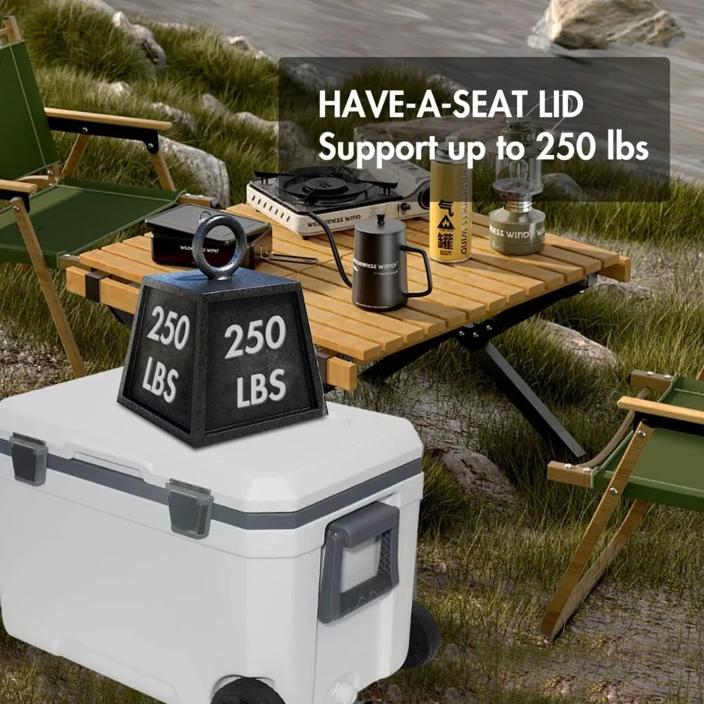 Ultra-Light Wheelded Cooler Insulated Portable Ice Chest 47.5 Quarts for Beach, Beverage, Camping, Beverage, Picnic, Fishing, Bo