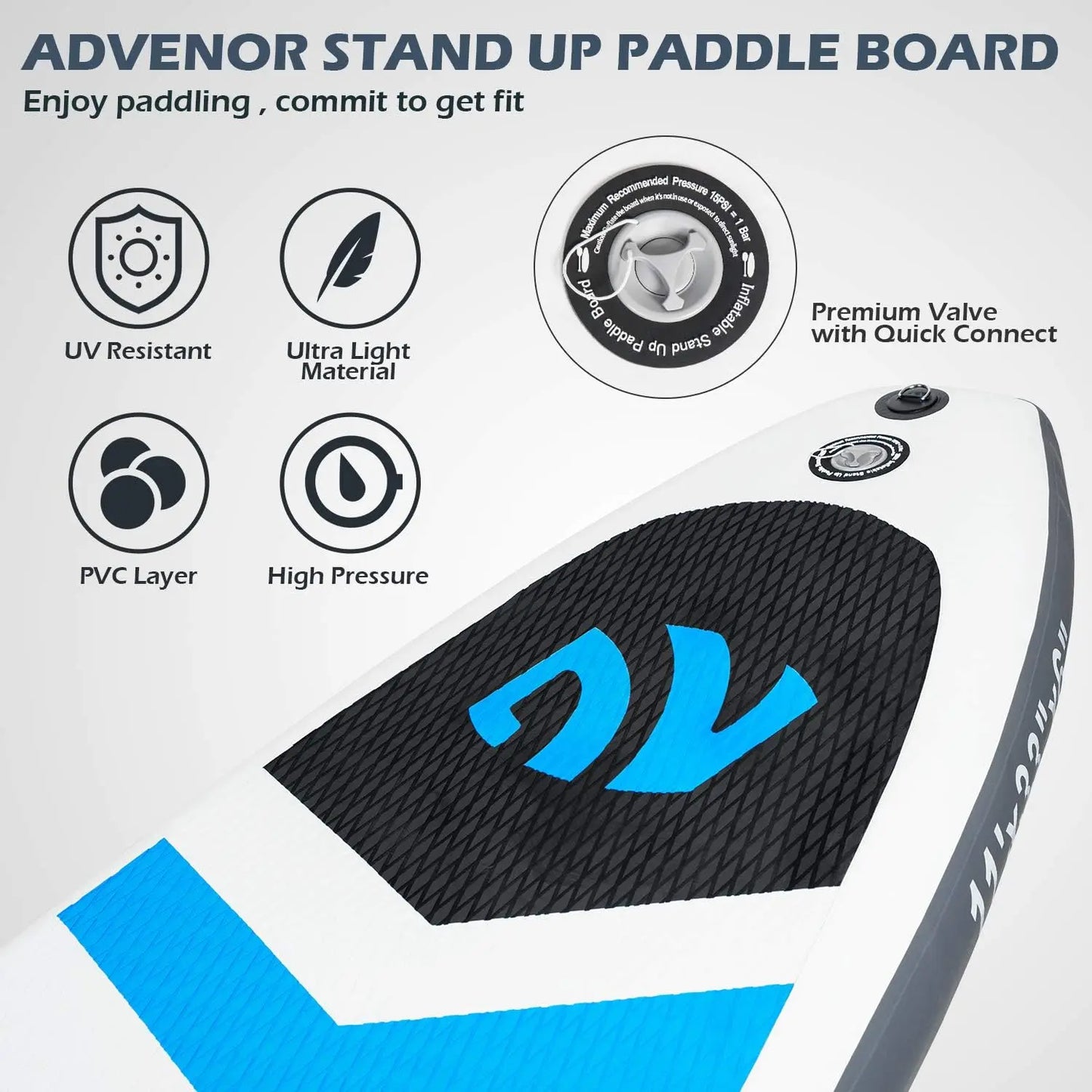 Paddle Board 11'x33 x6 Extra Wide Inflatable Stand Up Paddle Board with Hand Pump,Leash, Adjustable Paddle For Basic Ver