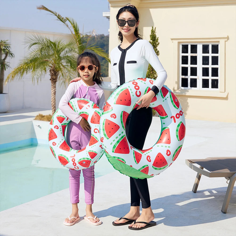Inflatable Swim Ring Pool Floating Rings Leakproof Swimming Rings Floaties Watermelon Pattern Swim Float Tube Pool Accessories