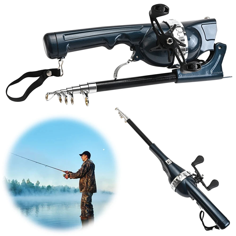 Portable Folding Fishing Rod Telescopic Fishing Pole with Reel Line Spinning Rod Carbon Fiber for Outdoor Fishing Gifts for Men