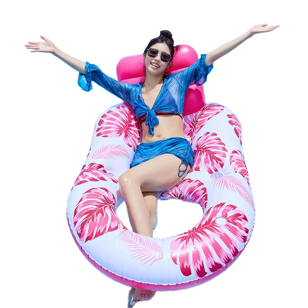 Pool Lounge Float Pool Float Lounger Comfortable Floating Chair with Cup Holder Water Floating Recliner for Swimming Pool Lake