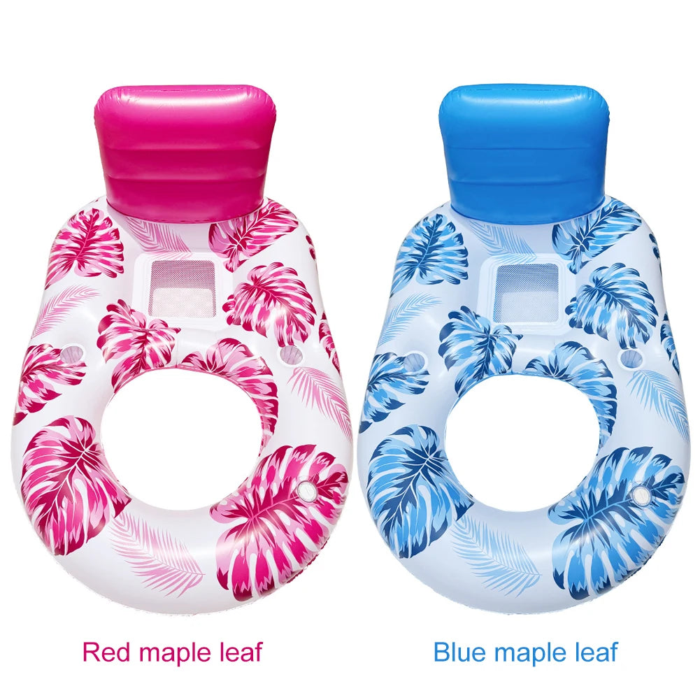 Pool Lounge Float Pool Float Lounger Comfortable Floating Chair with Cup Holder Water Floating Recliner for Swimming Pool Lake