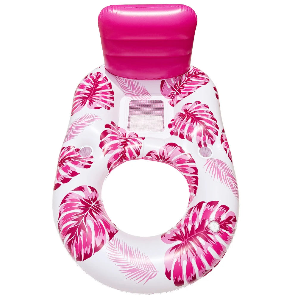 Pool Lounge Float Pool Float Lounger Comfortable Floating Chair with Cup Holder Water Floating Recliner for Swimming Pool Lake