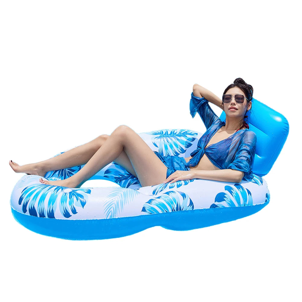 Pool Lounge Float Pool Float Lounger Comfortable Floating Chair with Cup Holder Water Floating Recliner for Swimming Pool Lake