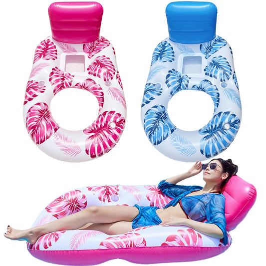 Pool Lounge Float Pool Float Lounger Comfortable Floating Chair with Cup Holder Water Floating Recliner for Swimming Pool Lake