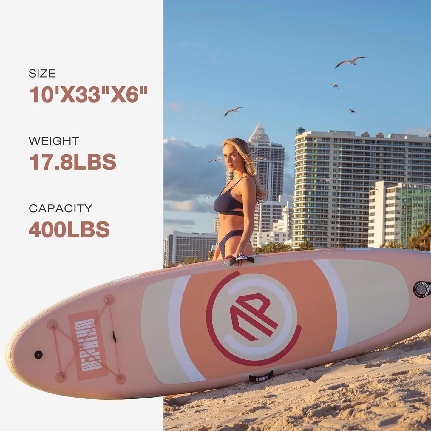 Inflatable Paddle Board with Stable Wing and Durable SUP Accessories, 10’ Inflatable Stand up Paddle Boards for Adults &
