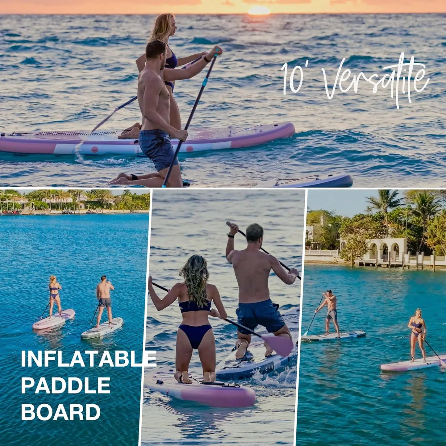 Inflatable Paddle Board with Stable Wing and Durable SUP Accessories, 10’ Inflatable Stand up Paddle Boards for Adults &