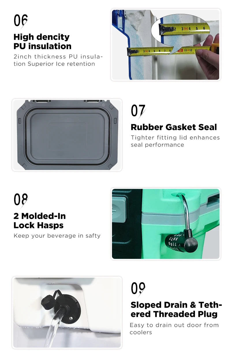 Outdoor Camping Medium Size 30qt Cooler Ice Chest Coolbox with Cup Holders