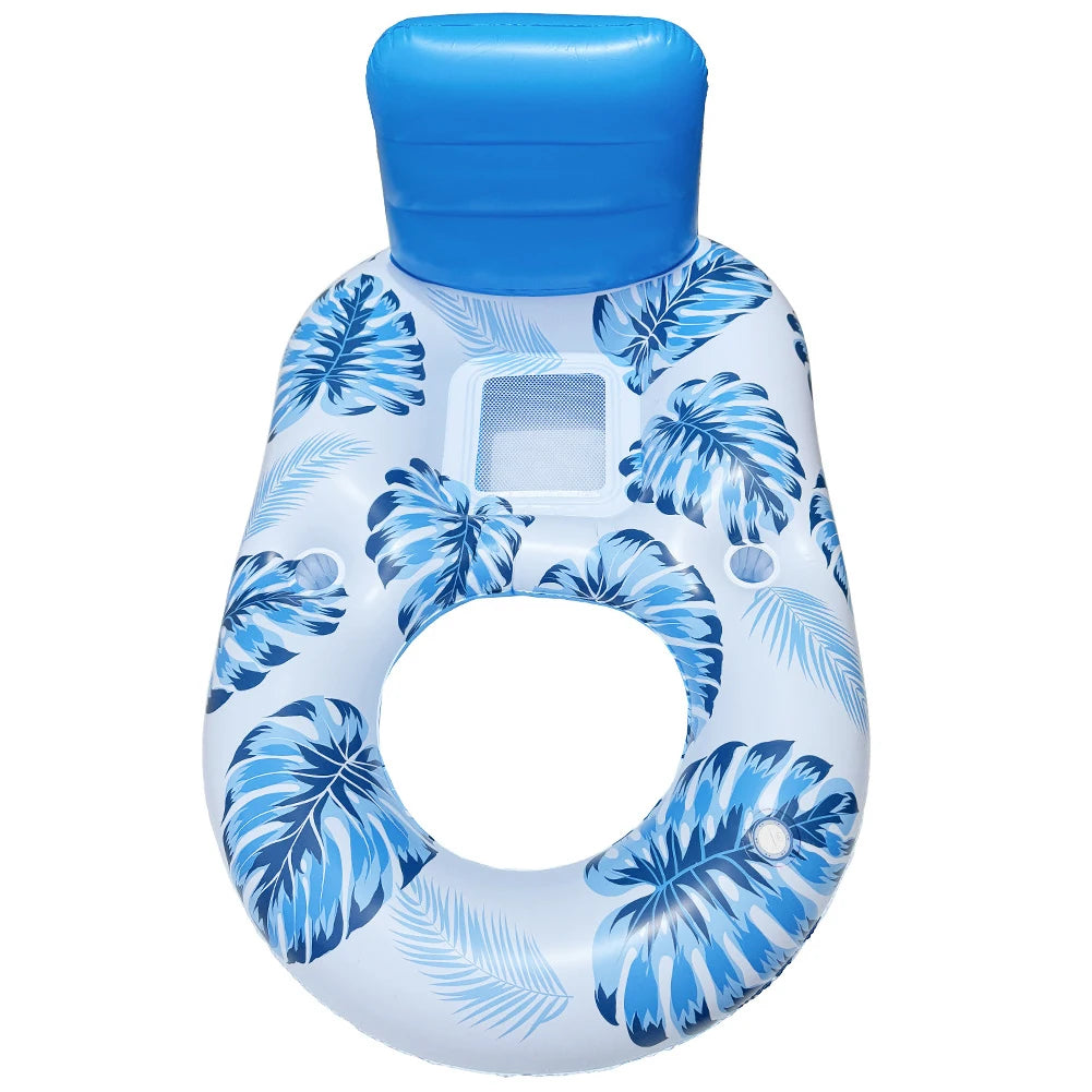 Pool Lounge Float Pool Float Lounger Comfortable Floating Chair with Cup Holder Water Floating Recliner for Swimming Pool Lake